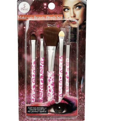 5pc Hearts Brush Set