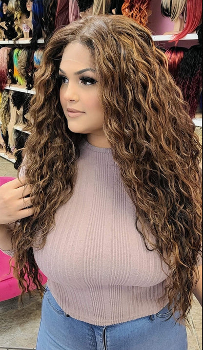 Erica - 13x4 Free Part Lace Front Wig - Color LIGHT BRN 30in - The Pink Makeup Box