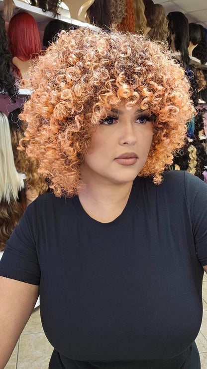 #162 Spice - Short Curly Wig - Color 4/Peach - The Pink Makeup Box