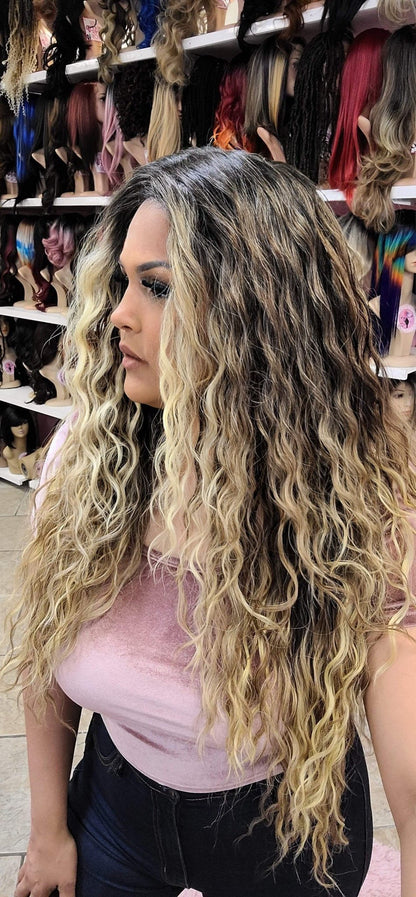 Pre-Order Erica - 13x4 Free Part Lace Front Wig - Med. Blonde 30in - The Pink Makeup Box