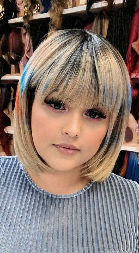 #164 Olivia - Classy Bangs Bob Wig - Color Party - The Pink Makeup Box