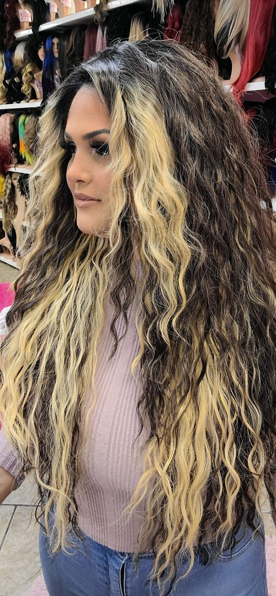 Erica - 13x4 Free Part Lace Front Wig - Color 27/613 30in - The Pink Makeup Box