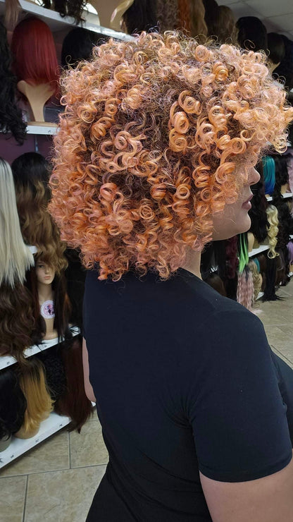 #162 Spice - Short Curly Wig - Color 4/Peach - The Pink Makeup Box