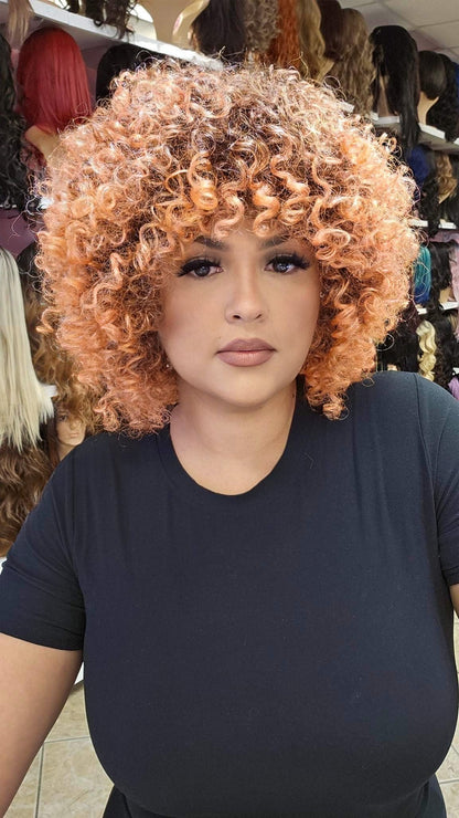 #162 Spice - Short Curly Wig - Color 4/Peach - The Pink Makeup Box