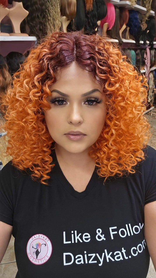 #153 Lupe - Middle Part Lace Front Wig - Color Orange - The Pink Makeup Box