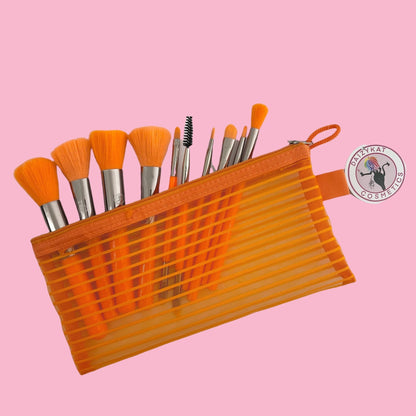 Neon Orange Brush Set - The Pink Makeup Box